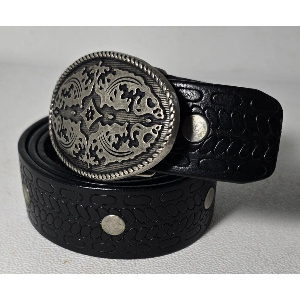 Brave Beltworks Western Leather Belt Studs Designer Buckle 36-38" Black Canada - Picture 2 of 10